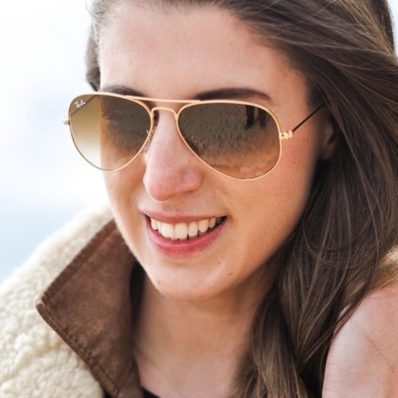 Ray-ban unisex aviator sunglasses Brown Gradient / gold Brand new with case - Picture 2 of 2